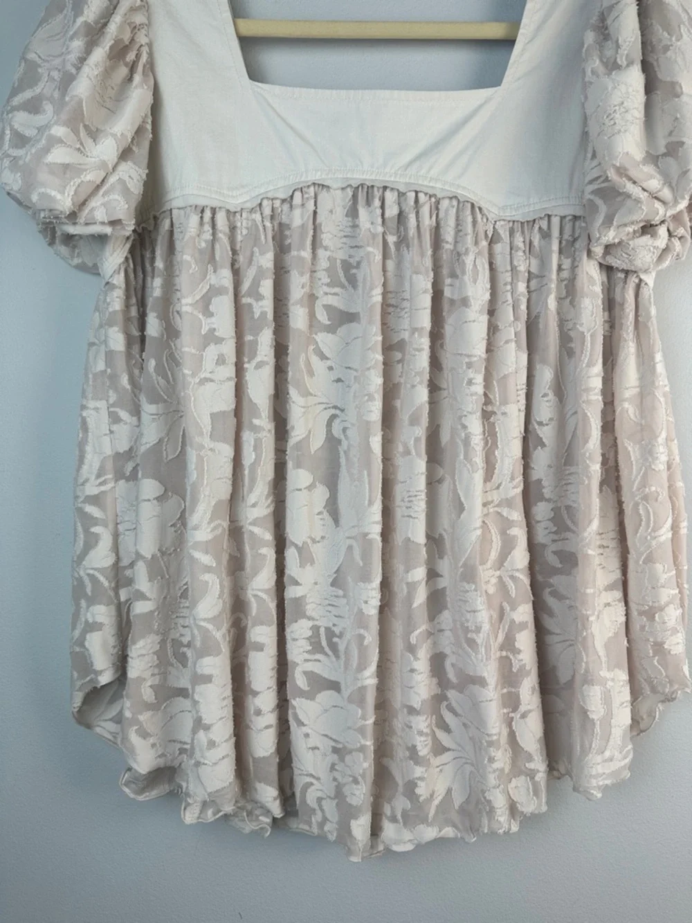 Free People Sunset to Sunrise Blouse in Champagne Dream Lace Babydoll Top Medium
